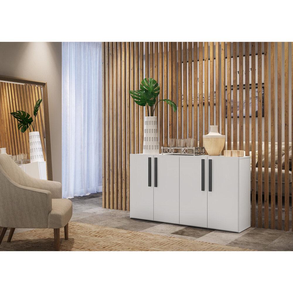Aparador Buffet 4 portas Viena Multimóveis V3604 Branco/Preto
