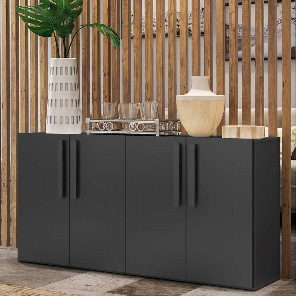 Aparador Buffet 4 portas Viena Multimóveis V3604 Preto