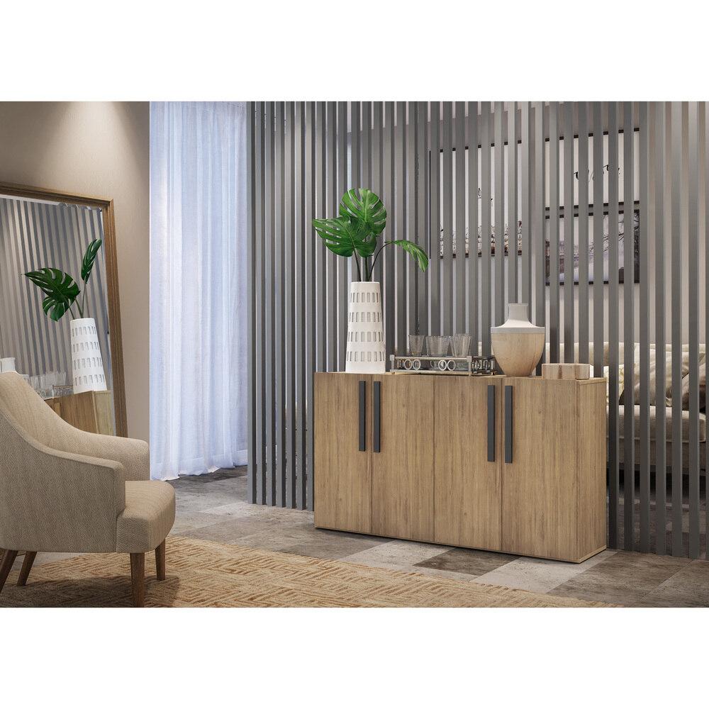 Aparador Buffet 4 portas Viena Multimóveis V3604 Rustic/Preto