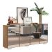 Aparador Buffet 4 portas c/ Espelho e Pés Quadrados Vegas Multimóveis Rustic/Branco
