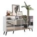 Aparador Buffet 4 portas com Espelho Retrô Vegas Multimóveis V3559 Branco/Preto