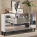 Aparador Buffet 4 portas com Espelho Retrô Vegas Multimóveis V3559 Branco/Preto