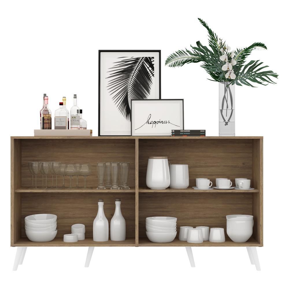 Aparador Buffet 4 portas com Espelho Retrô Vegas Multimóveis V3559 Rustic/Branco