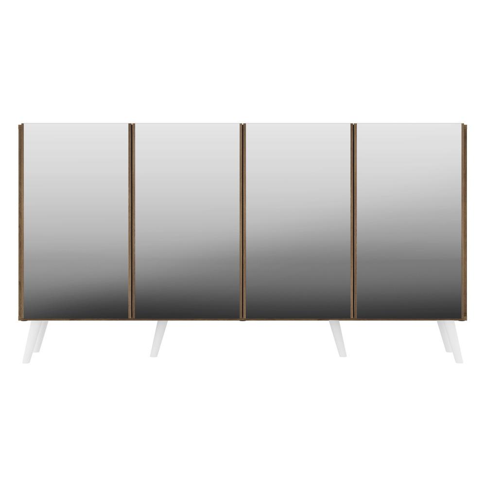 Aparador Buffet 4 portas com Espelho Retrô Vegas Multimóveis V3559 Rustic/Branco