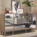 Aparador Buffet 4 portas com Espelho Retrô Vegas Multimóveis V3559 Rustic/Natural