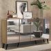 Aparador Buffet 4 portas com Espelho Retrô Vegas Multimóveis V3559 Rustic/Preto