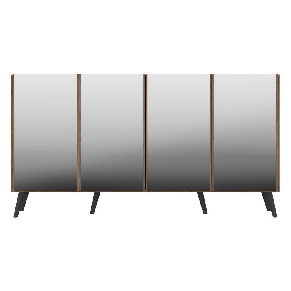 Aparador Buffet 4 portas com Espelho Retrô Vegas Multimóveis V3559 Rustic/Preto