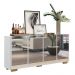 Aparador Buffet 4 portas com Espelho e Pés Quadrados Vegas Multimóveis V3560 Branco/Natural