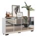 Aparador Buffet 4 portas com Espelho e Pés Quadrados Vegas Multimóveis V3560 Branco/Preto