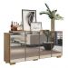 Aparador Buffet 4 portas com Espelho e Pés Quadrados Vegas Multimóveis V3560 Rustic/Natural