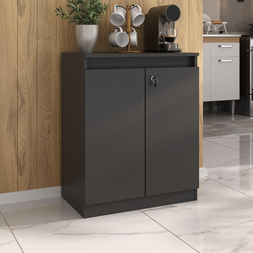 Aparador Buffet 60cm 2 Portas com Chave Multimóveis CR50099 Preto