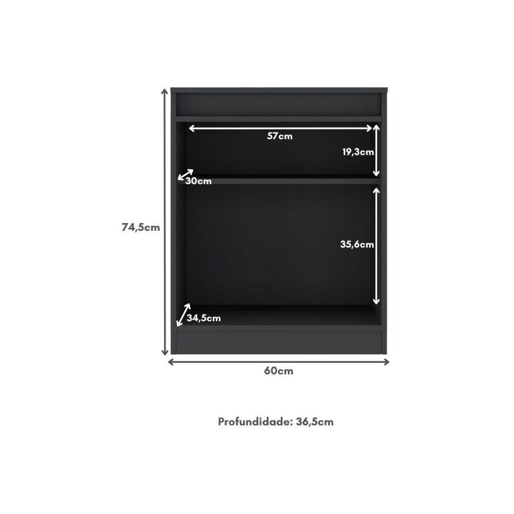 Aparador Buffet 60cm 2 Portas com Chave Multimóveis CR50099 Preto
