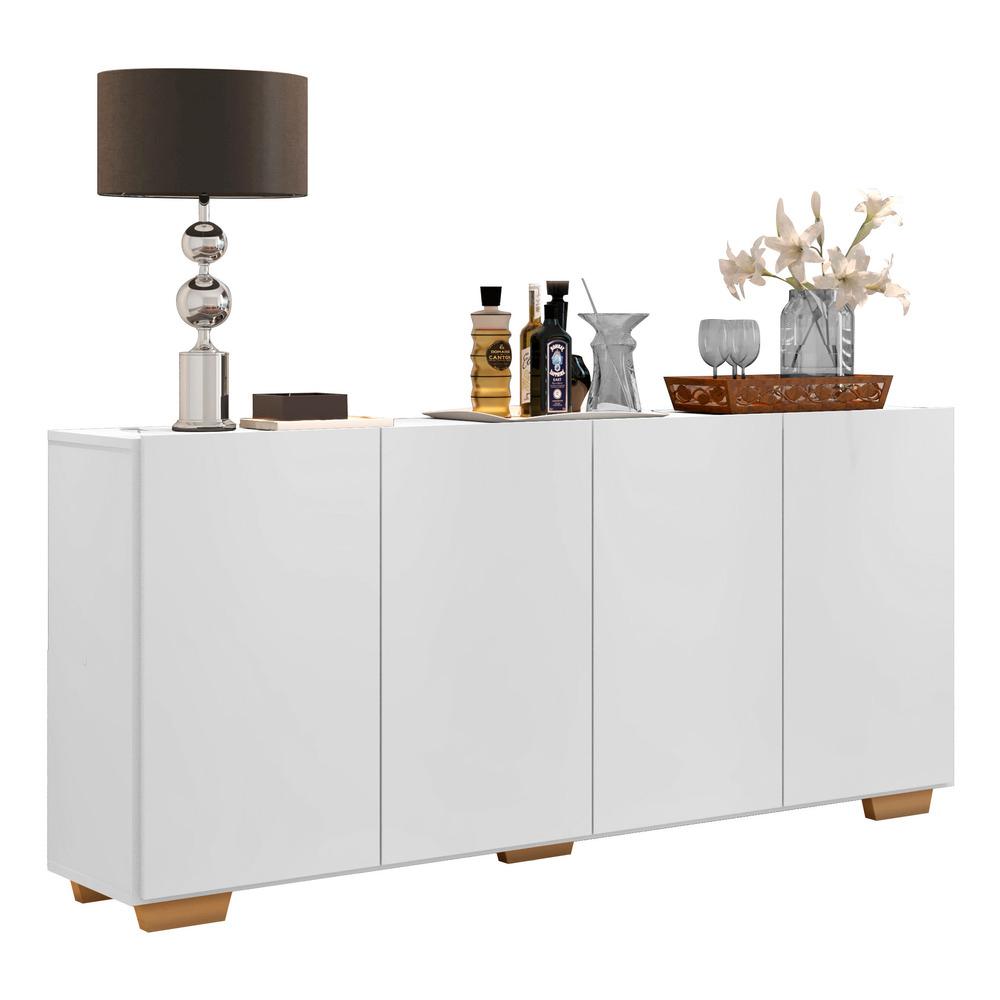Aparador Buffet Multimóveis Veneza 4 Portas FG3557 Branco/Natural