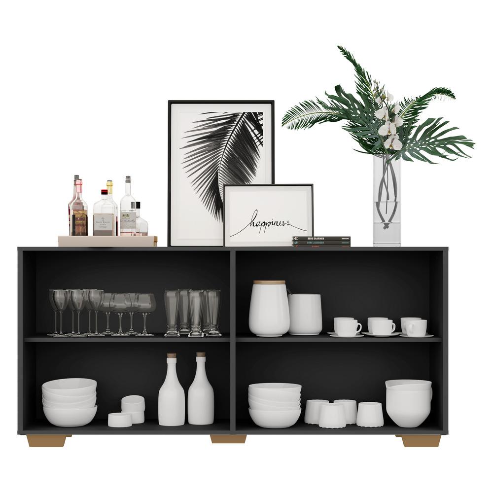 Aparador Buffet Multimóveis Veneza 4 Portas FG3557 Preto/Natural
