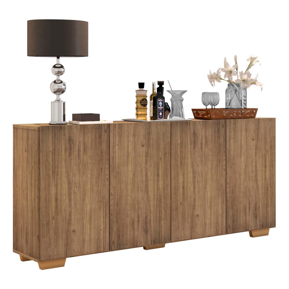 Aparador Buffet Multimóveis Veneza 4 Portas FG3557 Rustic/Natural