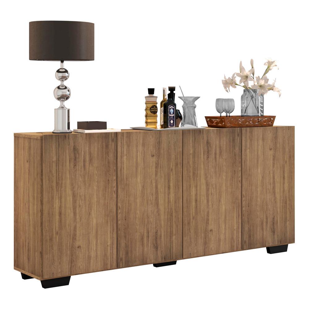 Aparador Buffet Multimóveis Veneza 4 Portas FG3557 Rustic/Preto