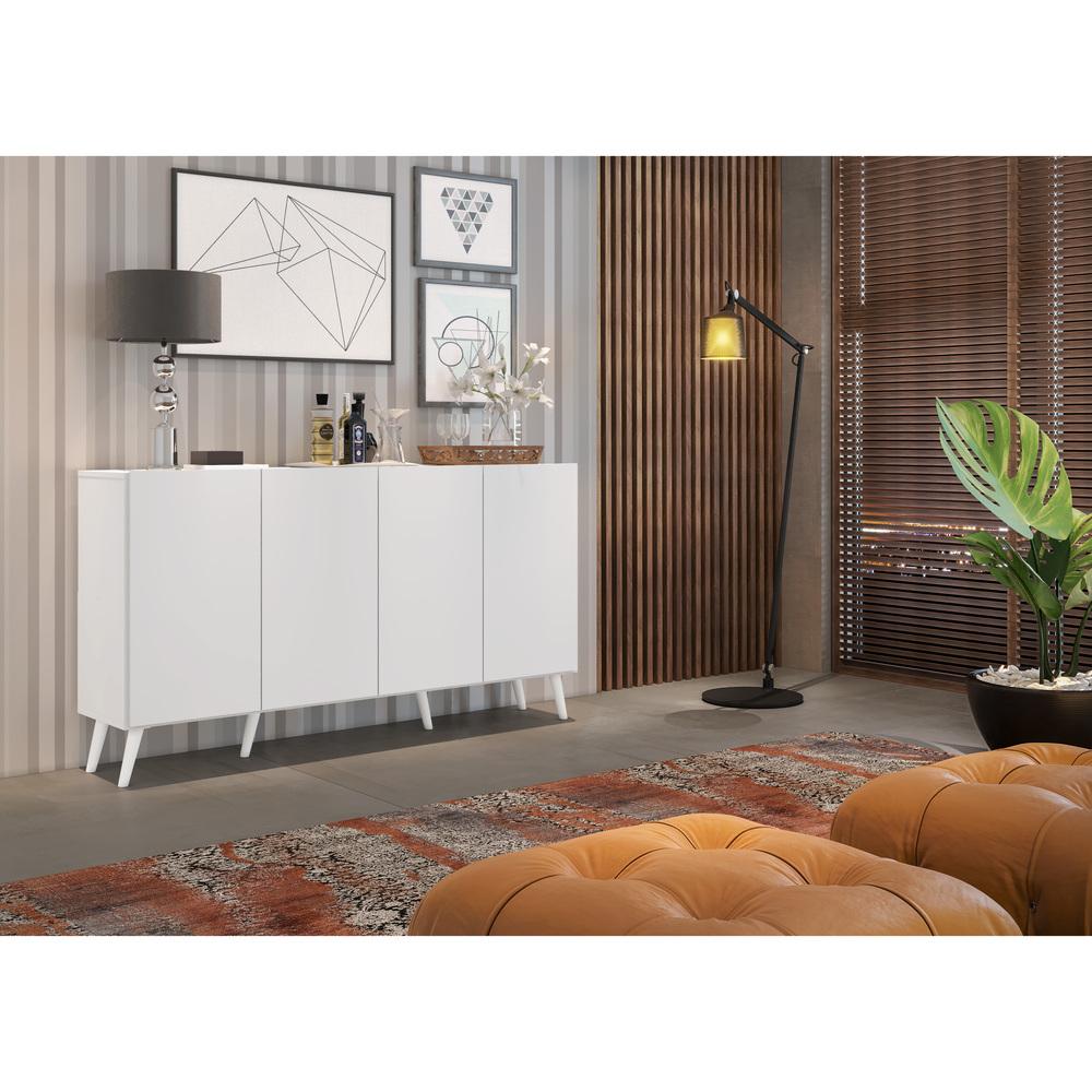 Aparador Buffet Retrô Multimóveis Veneza 4 Portas FG3556 Branco