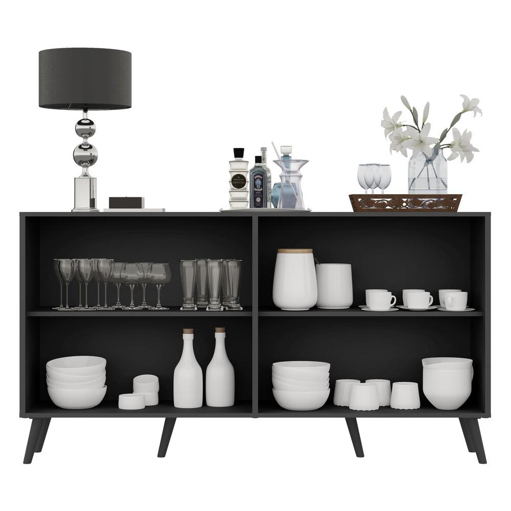 Aparador Buffet Retrô Multimóveis Veneza 4 Portas FG3556 Preto