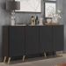 Aparador Buffet Retrô Multimóveis Veneza 4 Portas FG3556 Preto/Natural