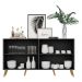 Aparador Buffet Retrô Multimóveis Veneza 4 Portas FG3556 Preto/Natural