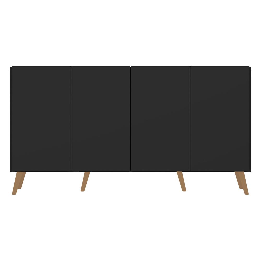 Aparador Buffet Retrô Multimóveis Veneza 4 Portas FG3556 Preto/Natural
