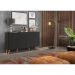 Aparador Buffet Retrô Multimóveis Veneza 4 Portas FG3556 Preto/Natural