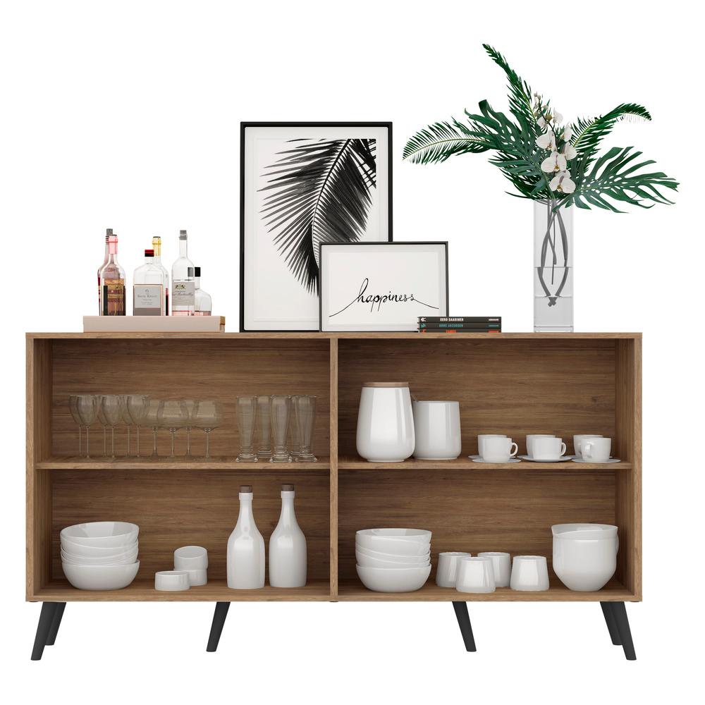 Aparador Buffet Retrô Multimóveis Veneza 4 Portas FG3556 Rustic/Preto