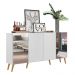Aparador Buffet Retrô com Espelho Multimóveis Vegas FG3562 Branco/Natural