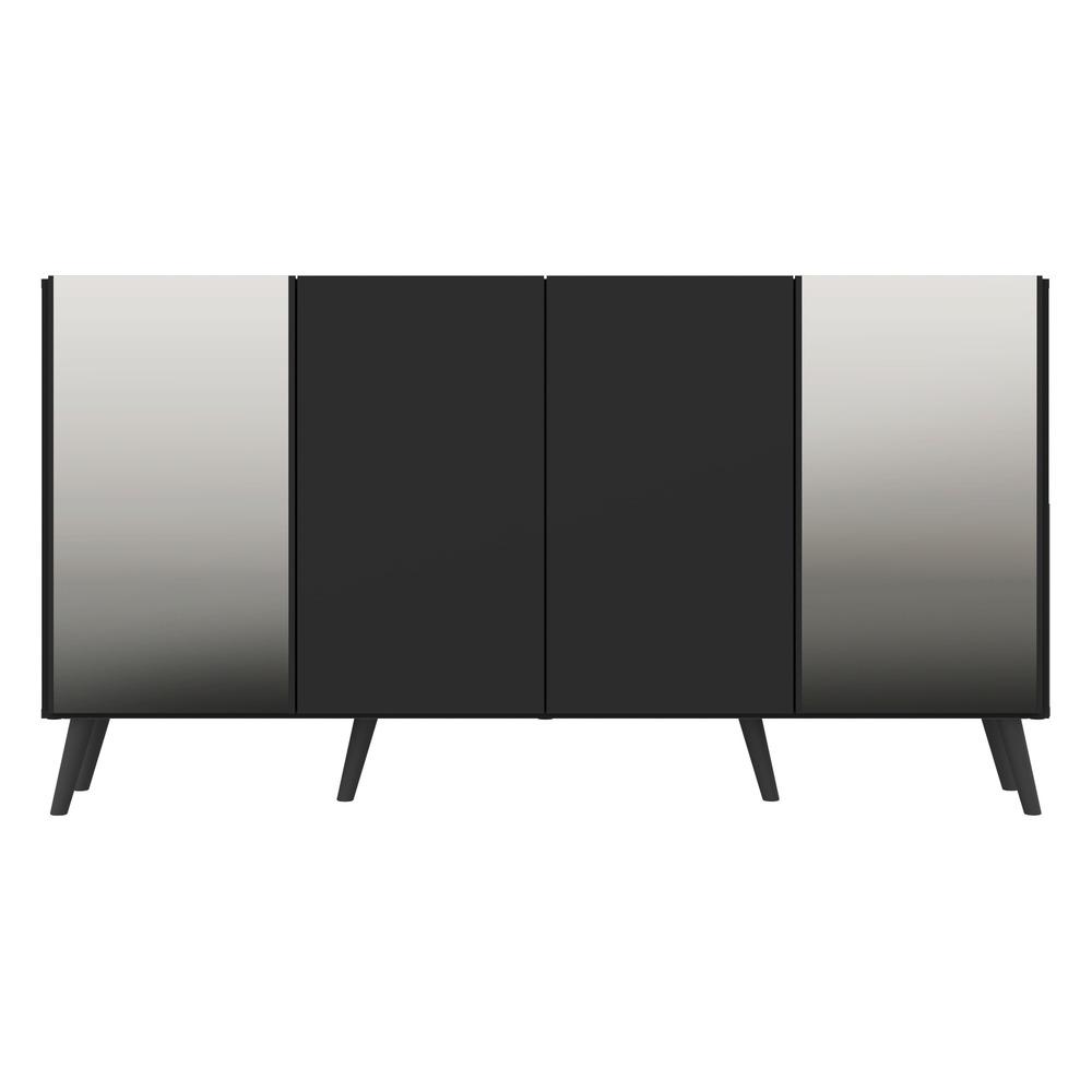 Aparador Buffet Retrô com Espelho Multimóveis Vegas FG3562 Preto