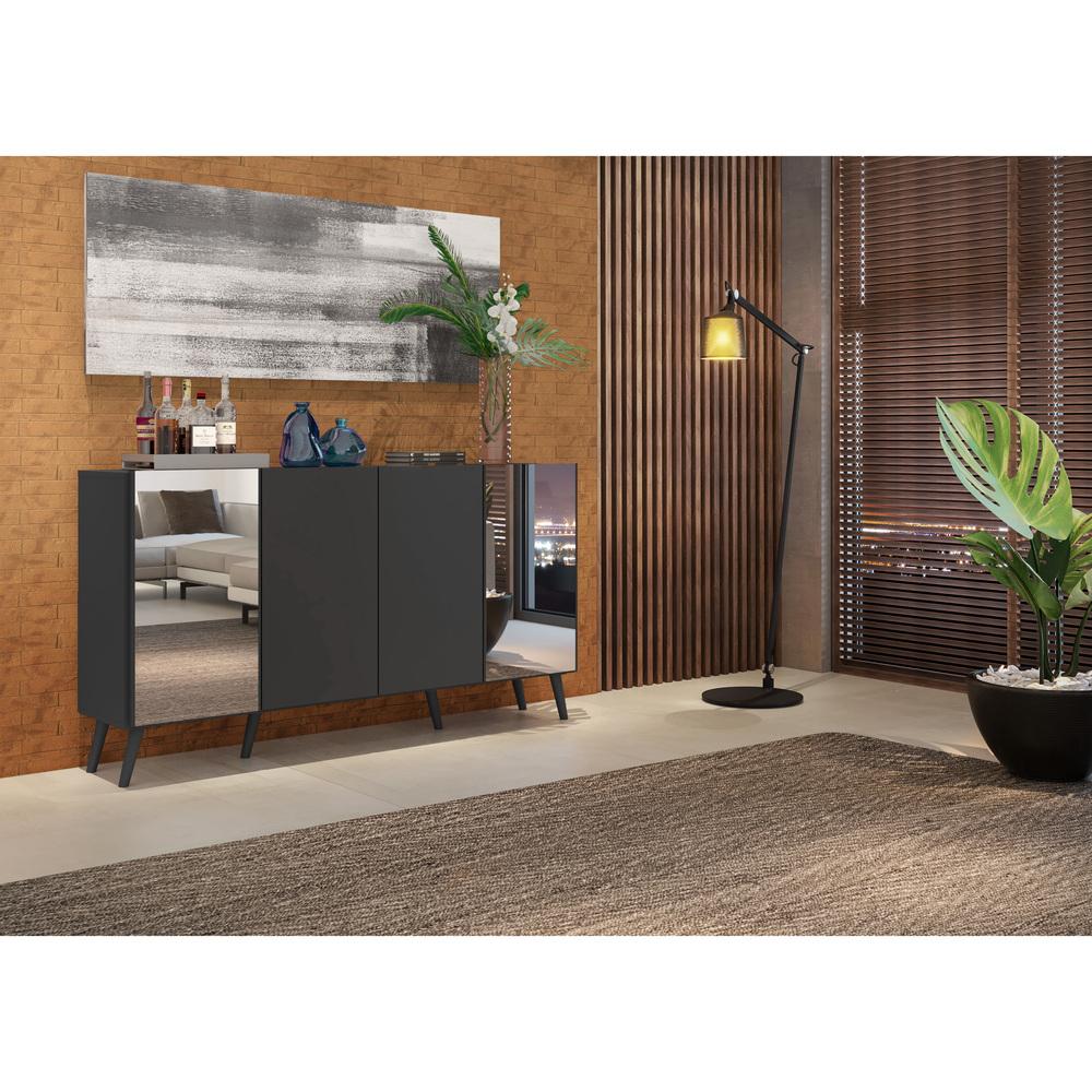 Aparador Buffet Retrô com Espelho Multimóveis Vegas FG3562 Preto