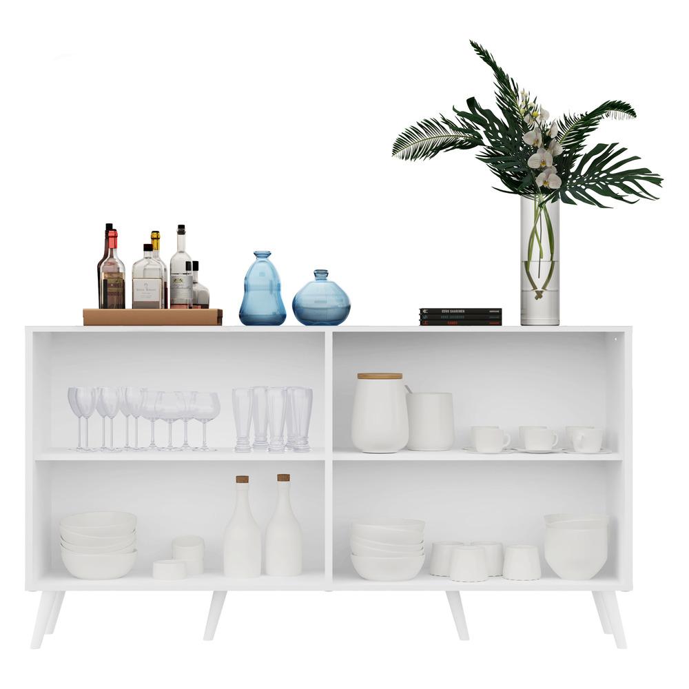 Aparador Buffet Retrô com Espelho Multimóveis Veneza com 4 Portas FG3559 Branco