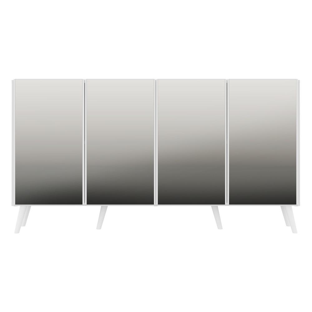 Aparador Buffet Retrô com Espelho Multimóveis Veneza com 4 Portas FG3559 Branco