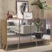 Aparador Buffet Retrô com Espelho Multimóveis Veneza com 4 Portas FG3559 Rustic/Natural