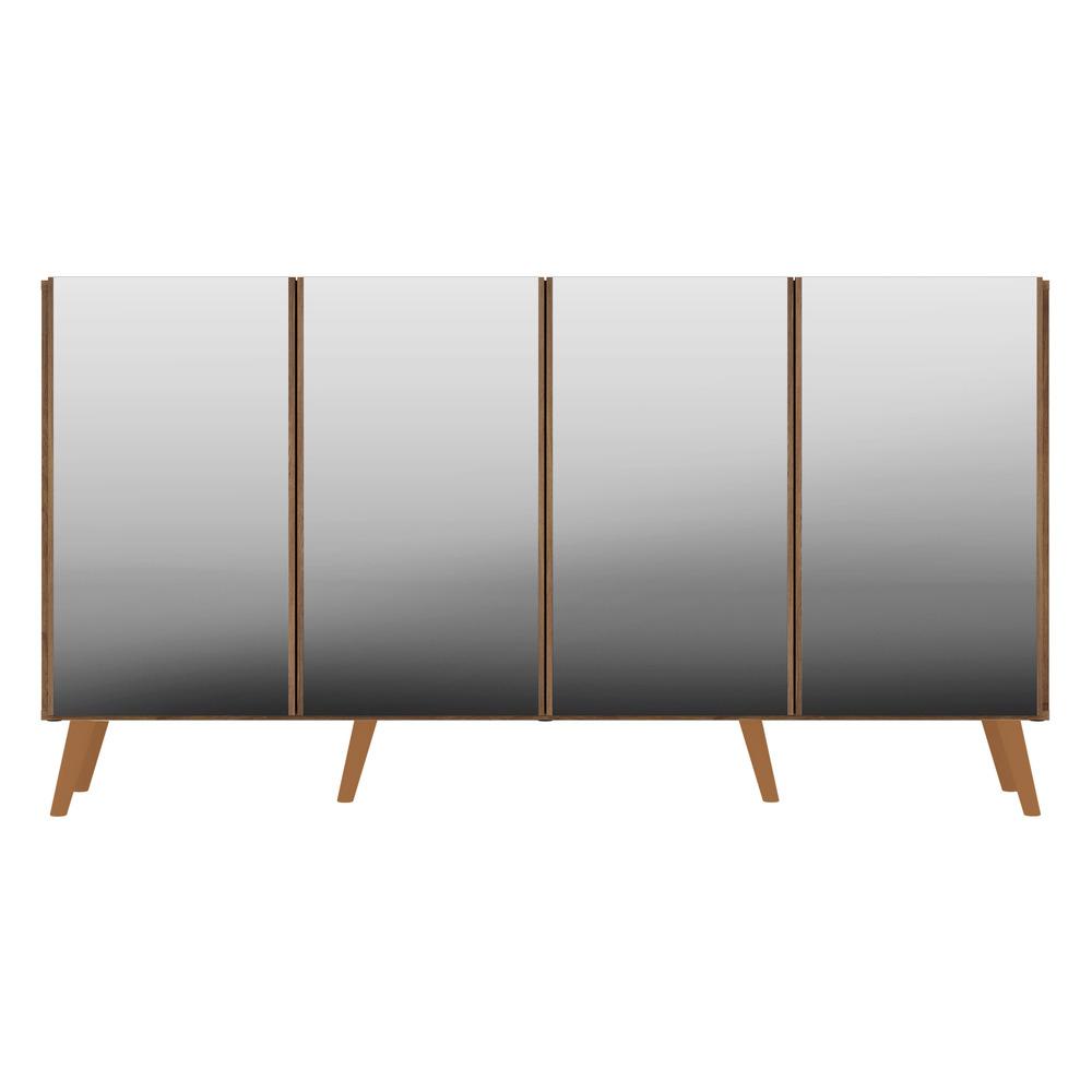 Aparador Buffet Retrô com Espelho Multimóveis Veneza com 4 Portas FG3559 Rustic/Natural