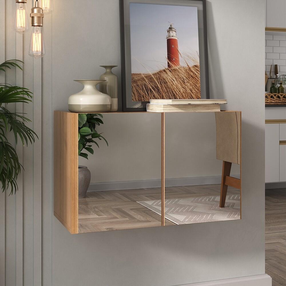 Aparador Buffet Suspenso com Espelhos 2 Portas Multimóveis MP8003 Rustic
