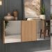 Aparador Buffet Suspenso com Espelhos 3 Portas Multimóveis MP8004 Rustic