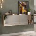 Aparador Buffet Suspenso com Espelhos 4 Portas Multimóveis MP8005 Rustic
