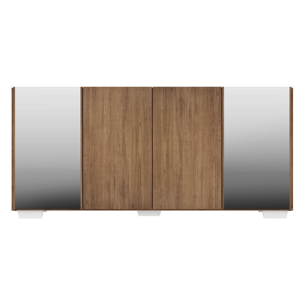 Aparador Buffet c/ Espelho e Pés Quadrados Vegas Multimóveis Rustic/Branco