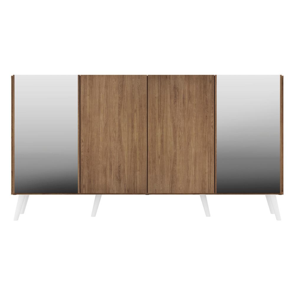 Aparador Buffet c/ Espelho e Pés Retrô Vegas Multimóveis Rustic/Branco