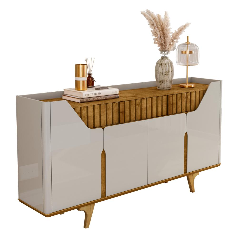 Aparador Buffet com 2 Gavetas e 4 Portas 180cm Multimóveis CR50110 Off White/Naturalle