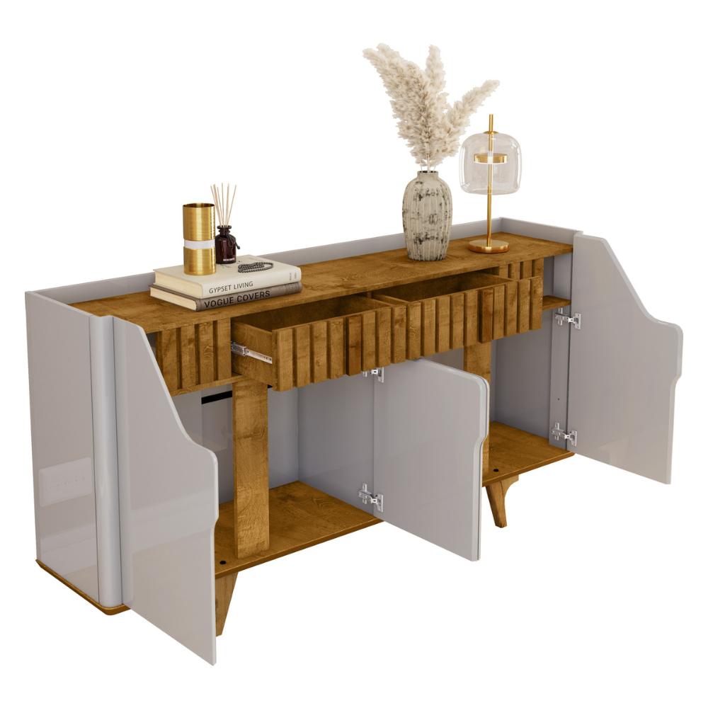 Aparador Buffet com 2 Gavetas e 4 Portas 180cm Multimóveis CR50110 Off White/Naturalle