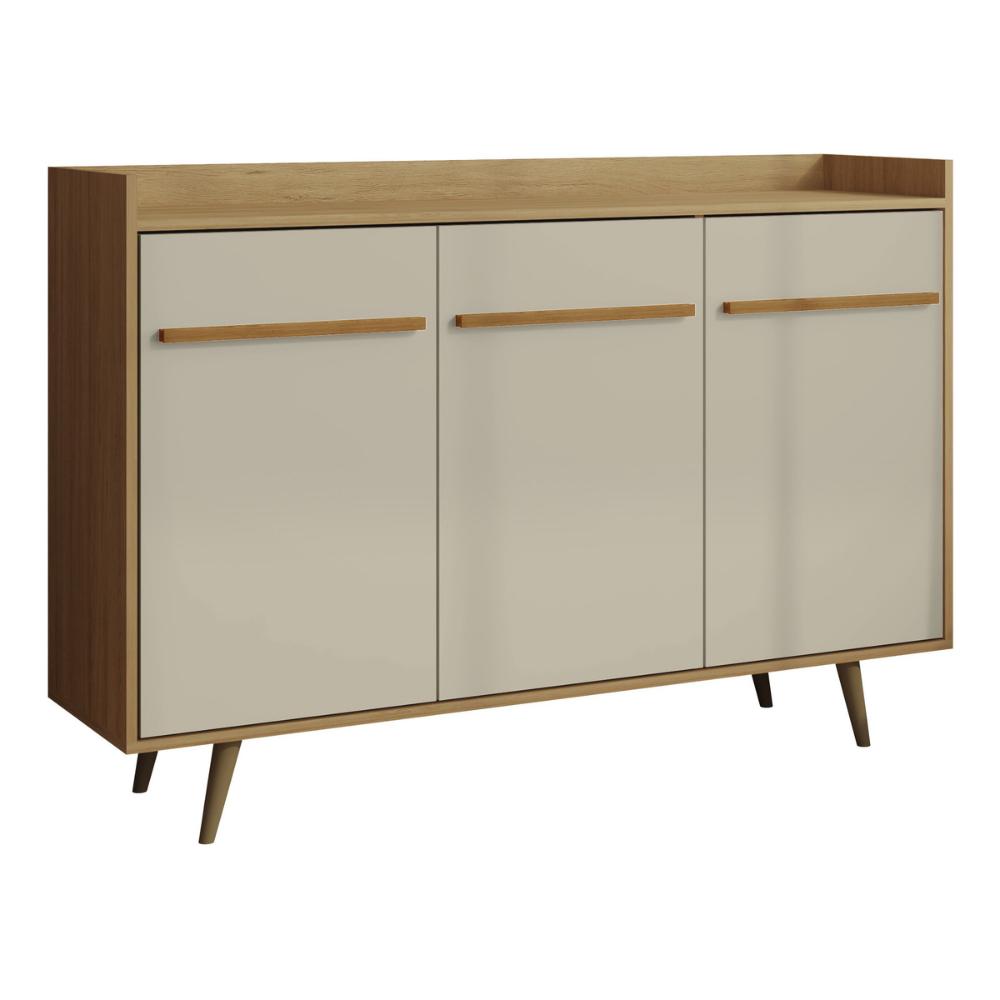 Aparador Buffet com 3 Portas Retrô 135cm Multimóveis CR50104 Cinamomo/Off White