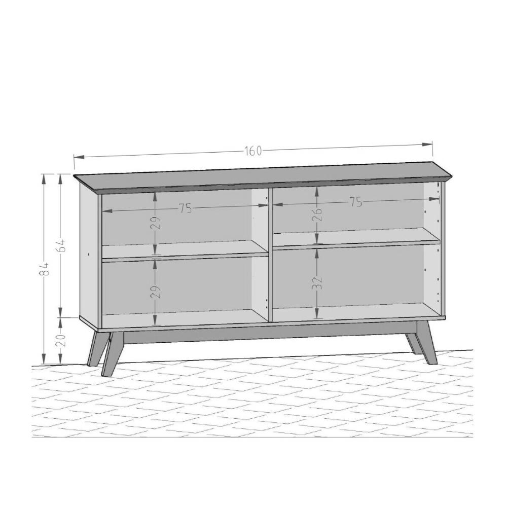Aparador Buffet com 4 Portas Retrô 160cm Multimóveis CR50103 Cinamomo/Off White