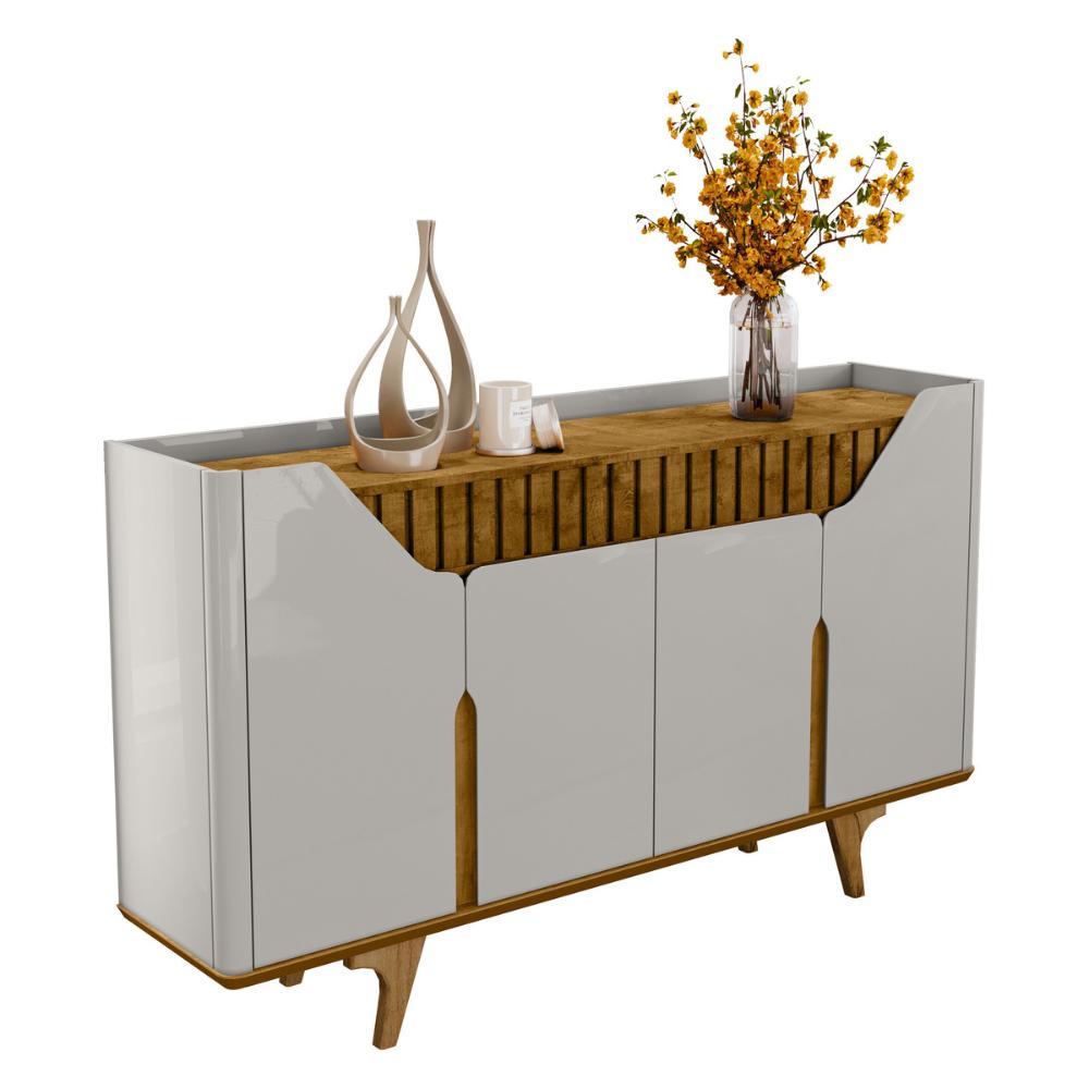 Aparador Buffet com 4 Portas Retrô 160cm Multimóveis CR50105 Off White/Naturalle