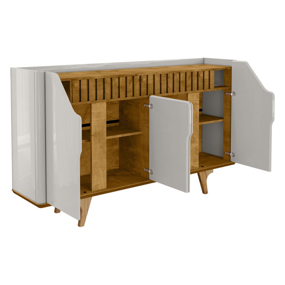 Aparador Buffet com 4 Portas Retrô 160cm Multimóveis CR50105 Off White/Naturalle