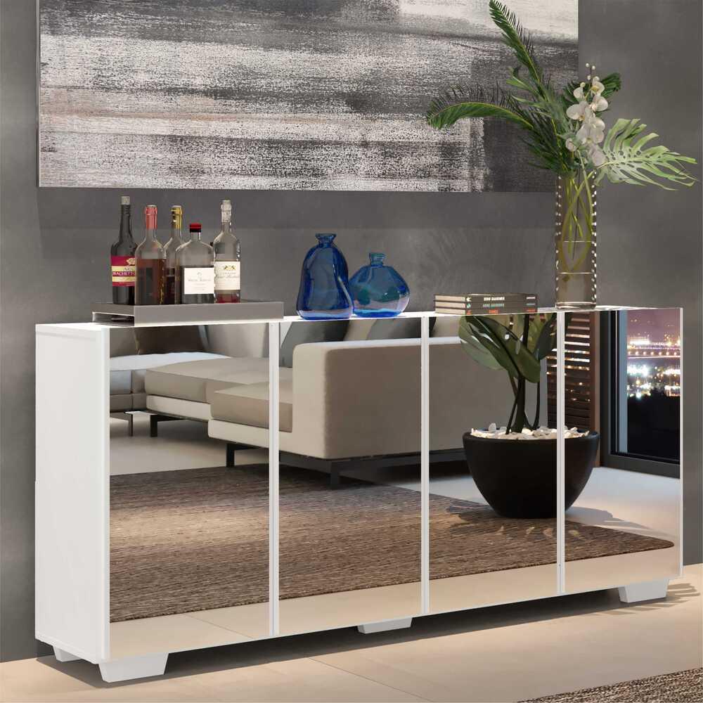 Aparador Buffet com Espelho Multimóveis Vegas com 4 Portas FG3560 Branco