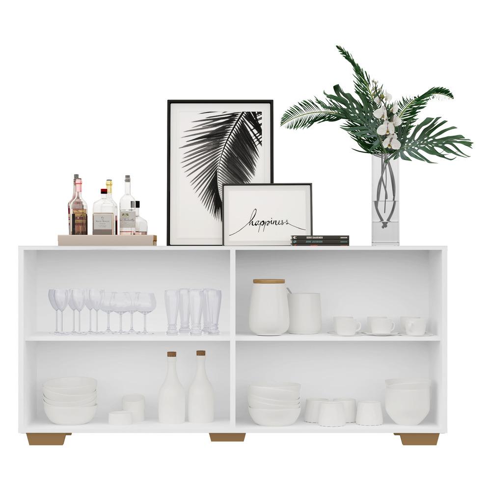 Aparador Buffet com Espelho Multimóveis Vegas com 4 Portas FG3560 Branco/Natural