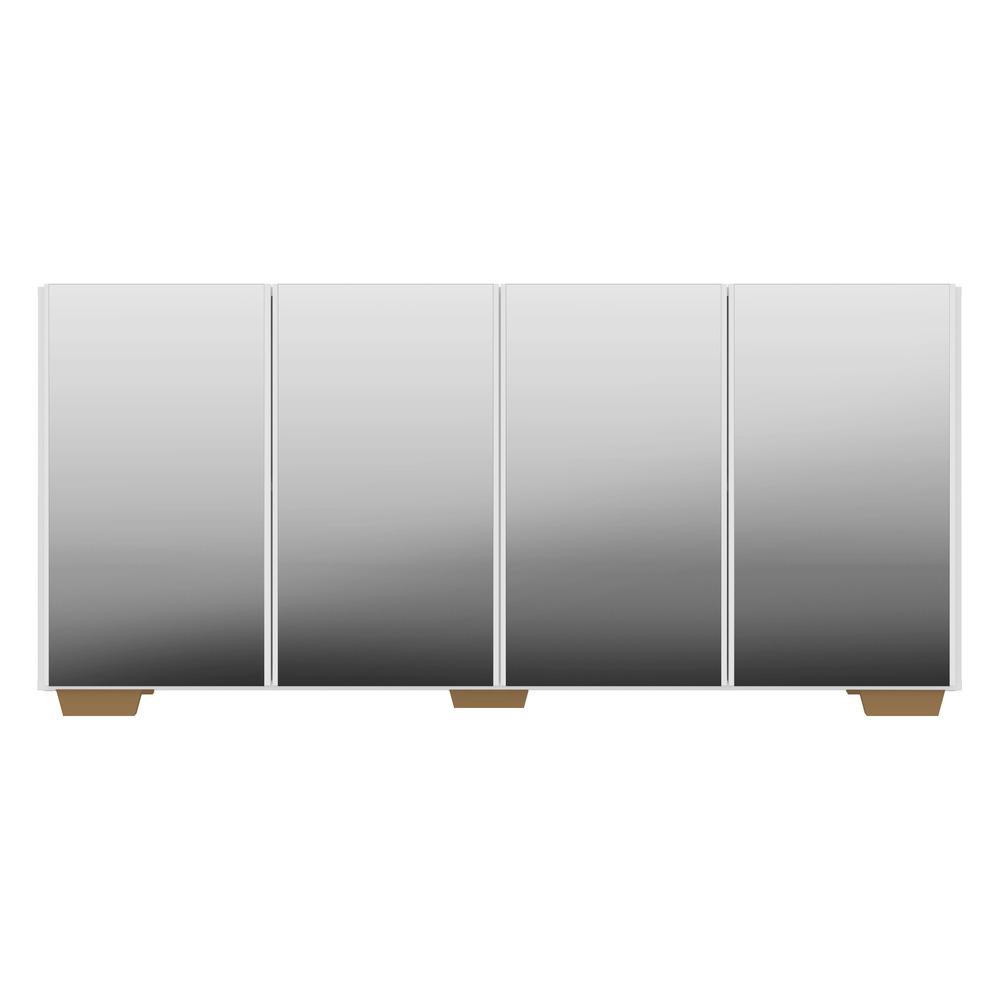 Aparador Buffet com Espelho Multimóveis Vegas com 4 Portas FG3560 Branco/Natural