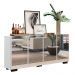 Aparador Buffet com Espelho Multimóveis Vegas com 4 Portas FG3560 Branco/Preto