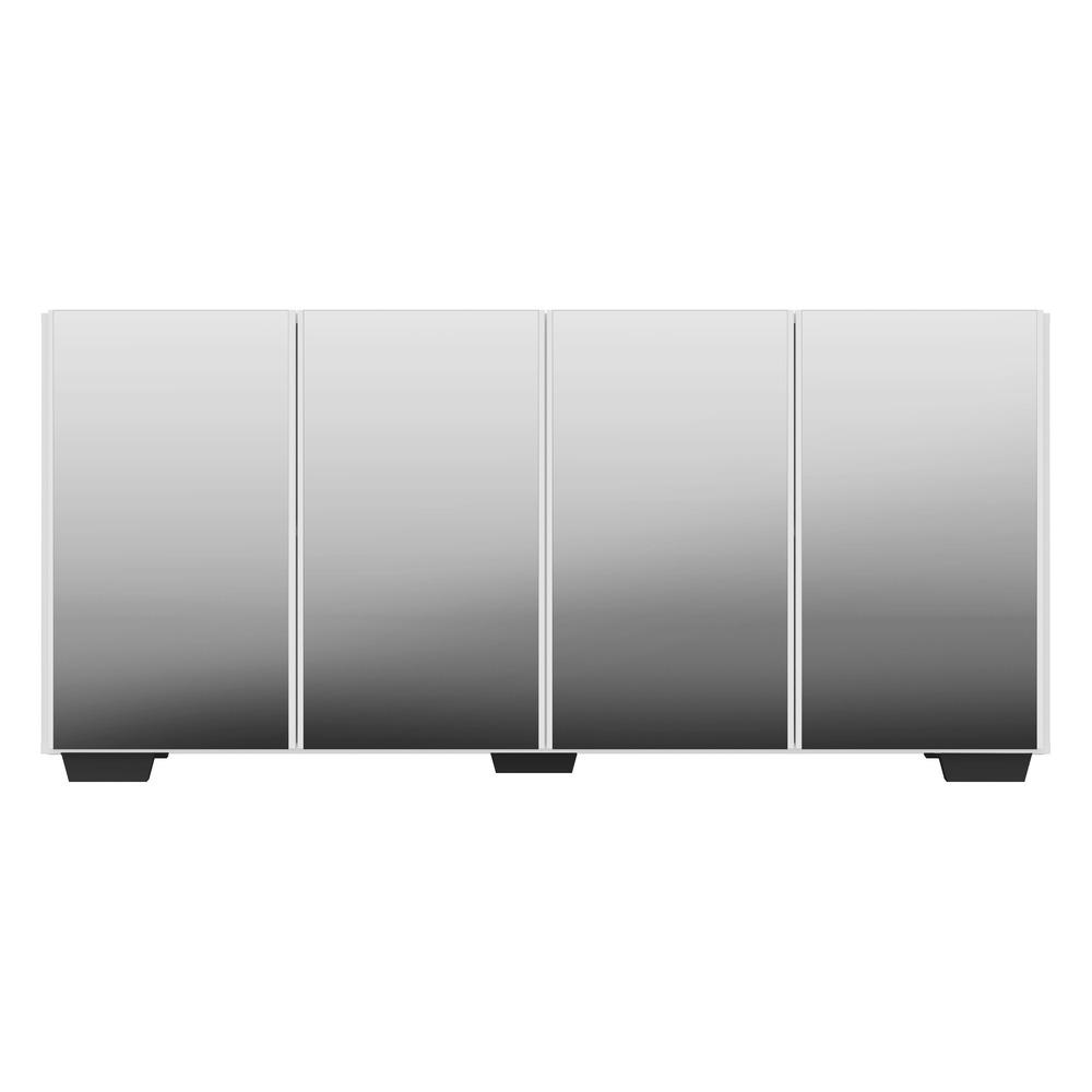 Aparador Buffet com Espelho Multimóveis Vegas com 4 Portas FG3560 Branco/Preto